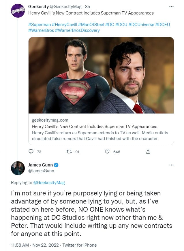 Henry Cavill offers some thoughts on the numerous Superman rumors