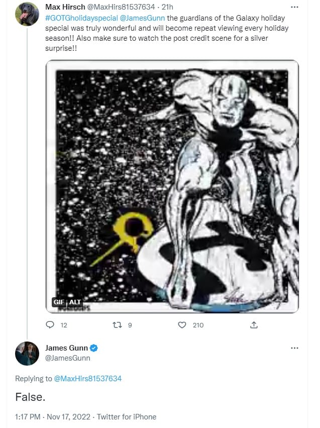 James Gunn Silver Surfer Rumor Guardians of the Galaxy twitter 