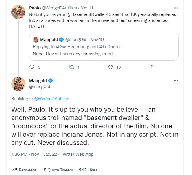 james mangold indiana jones 5 tweets 'Indiana Jones' 5 Director James Mangold Denies Woke Rumors