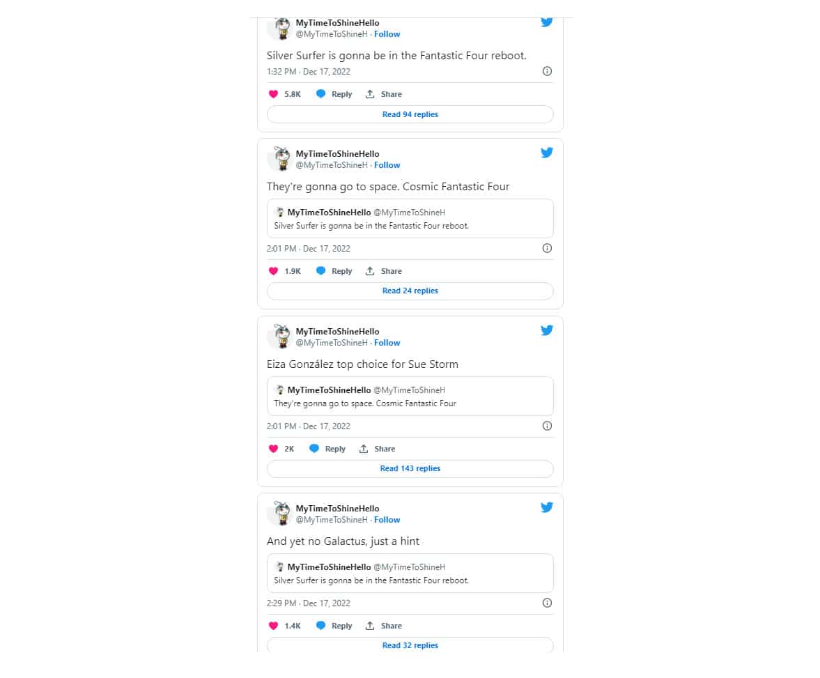 Fantastic Four rumor tweets