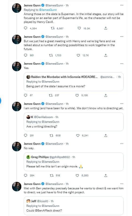 James Gunn Superman tweets