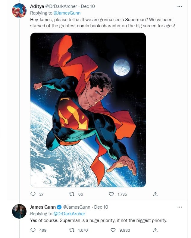 James Gunn Superman tweet