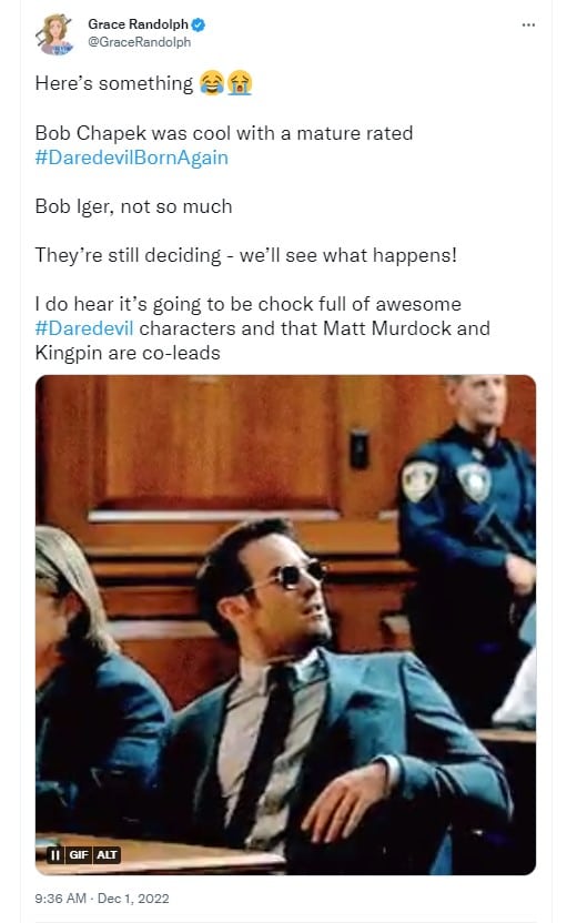 marvel daredevil mature rating bob iger tweet Marvel Daredevil mature rating bob iger tweet