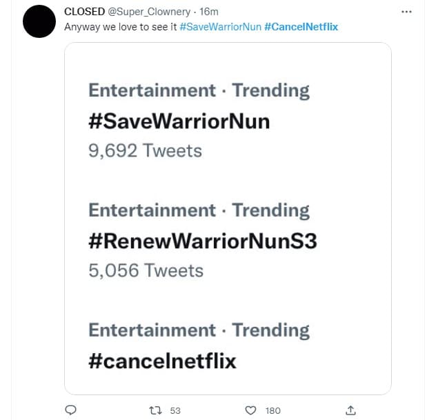 Warrior Nun fans outraged as Netflix axes another queer series