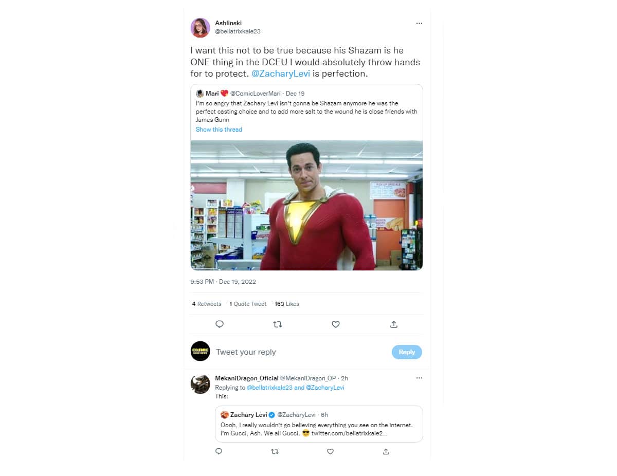 Zachary Levi Shazam Tweets