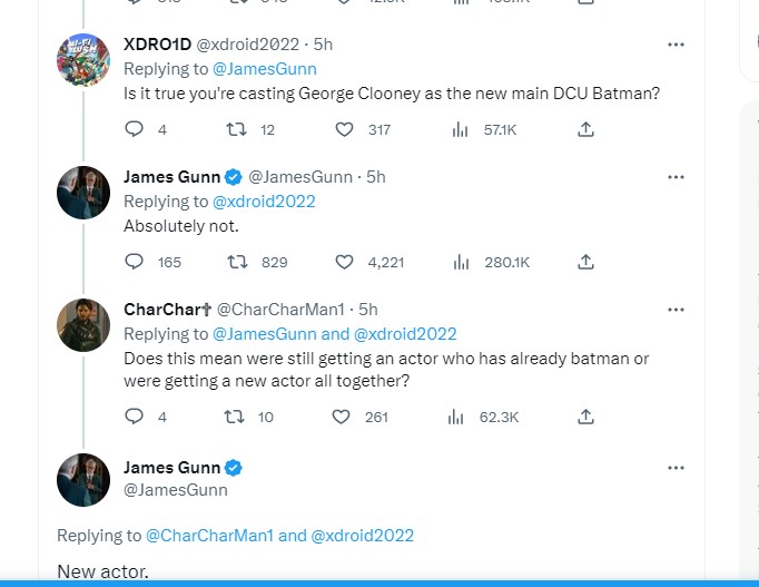 James Gunn Batman tweet Christian Bale and George Clooney