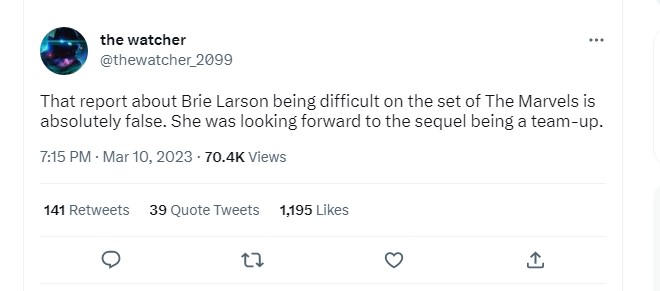 brie larson marvels rumors twitter