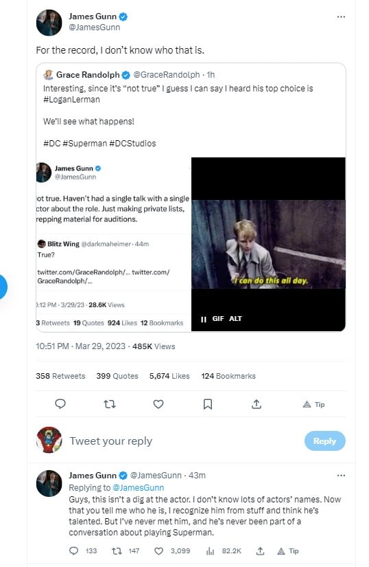 James Gunn liked this tweet. Maybe we will be getting trunks? :  r/DC_Cinematic