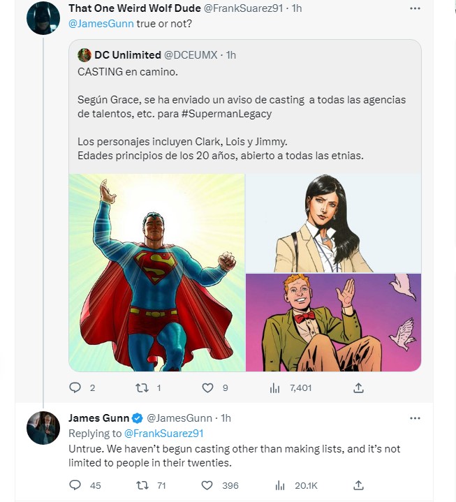 james gunn superman legacy casting twitter