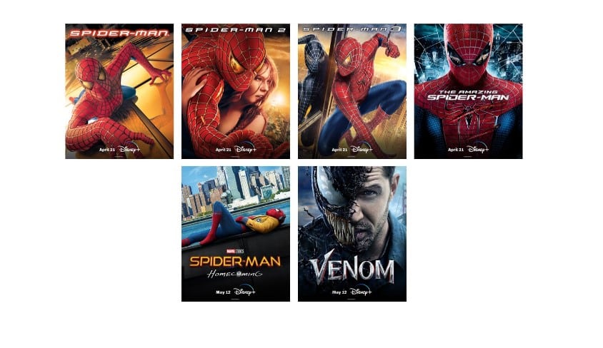 Spider-Man Movies Swing Onto Disney+