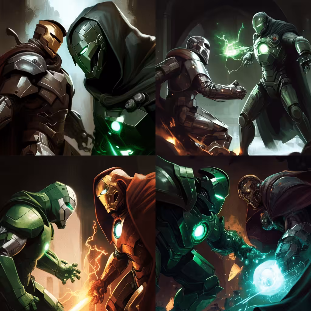 futuristic iron man vs doctor doom ai art