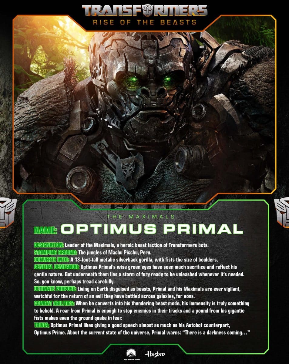 transformers rise of the beasts optimus primal