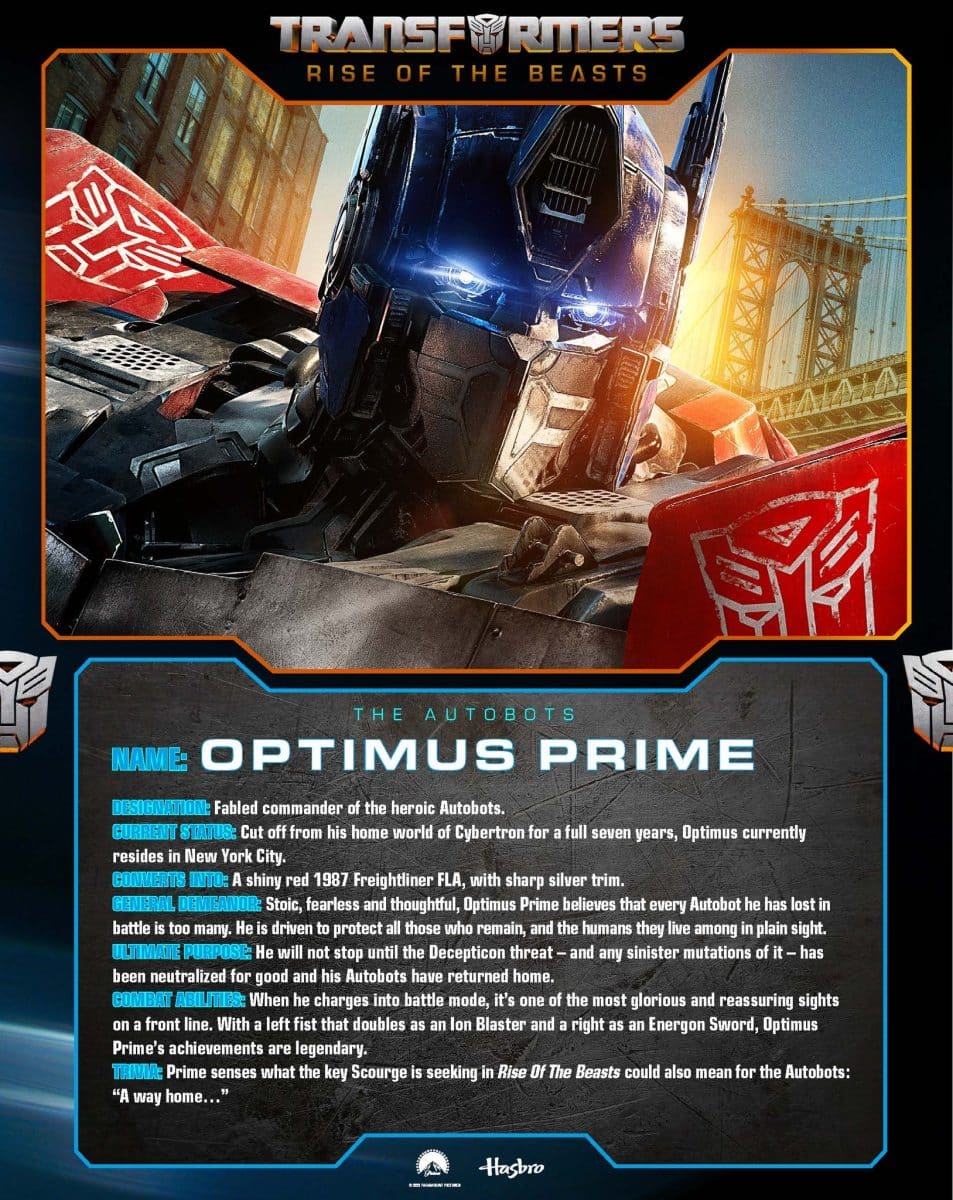 transformers rise of the beasts optimus prime