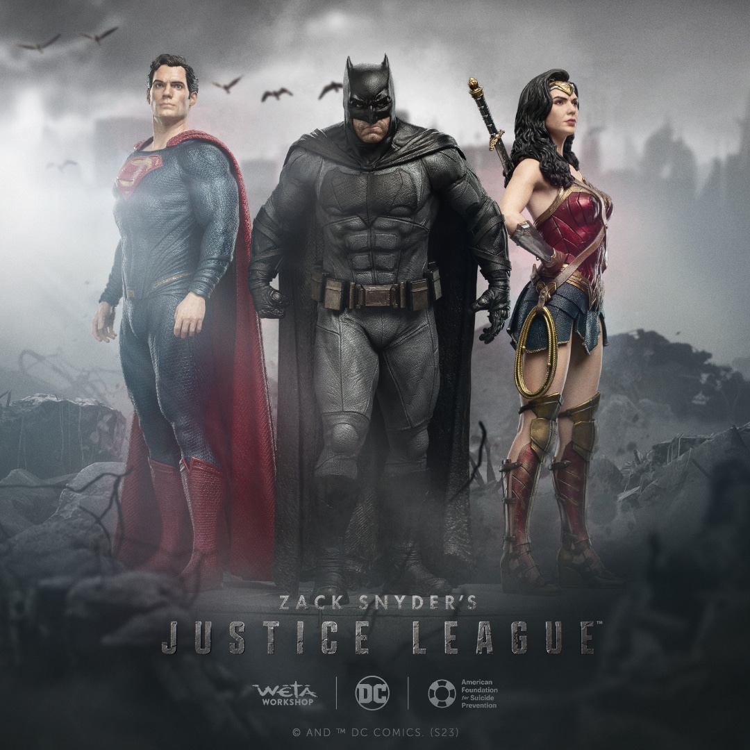 zack snyder justice league superman batman wonder woman trinity statues