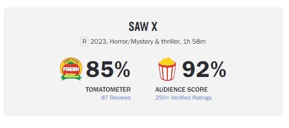 saw x rotten tomatoes