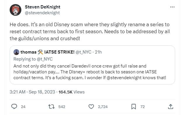 steven deknight daredevil strike tweet