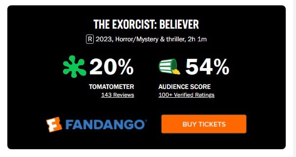 exorcist believer rotten tomatoes 20