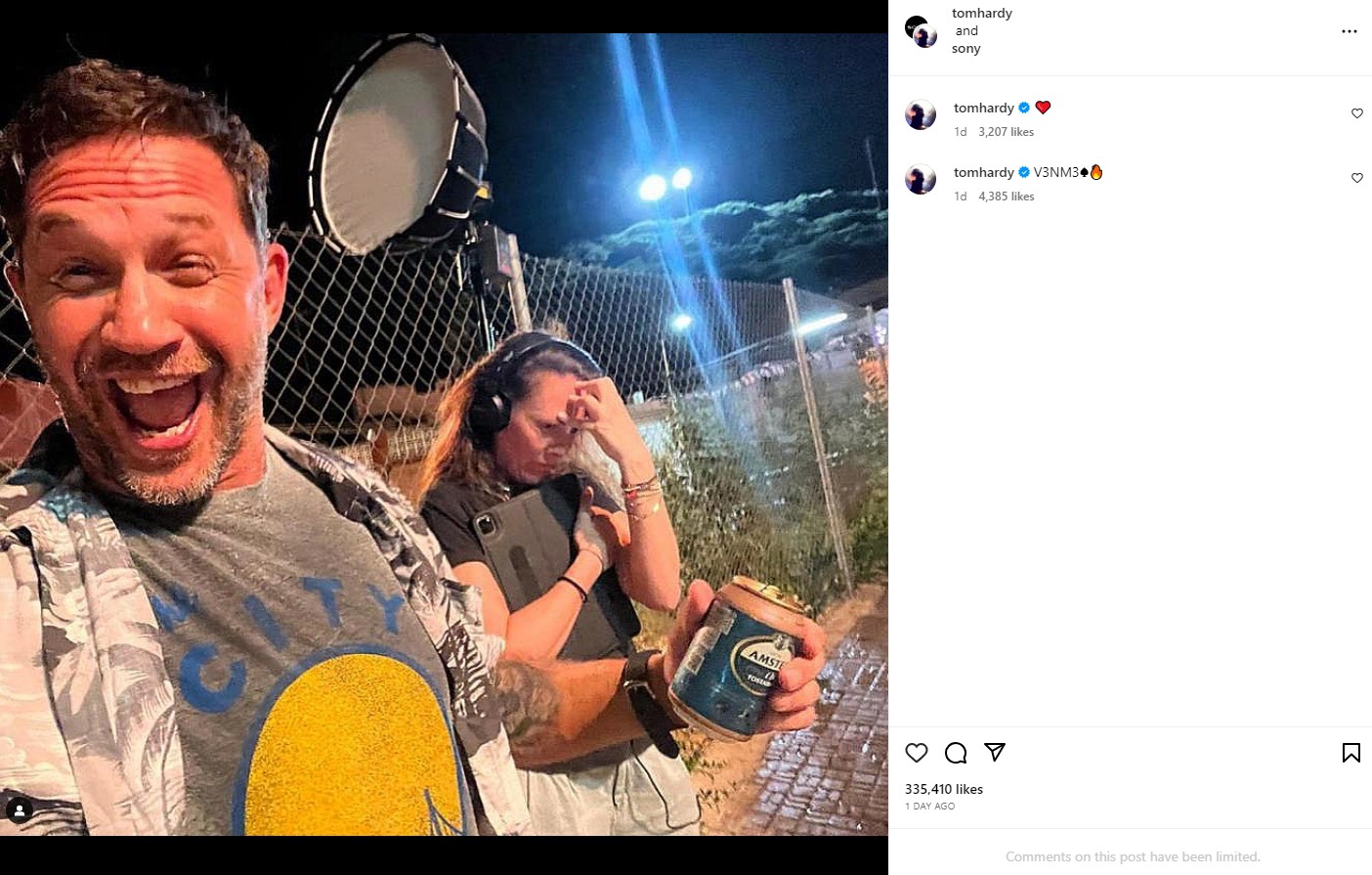 tom hardy filming venom 3