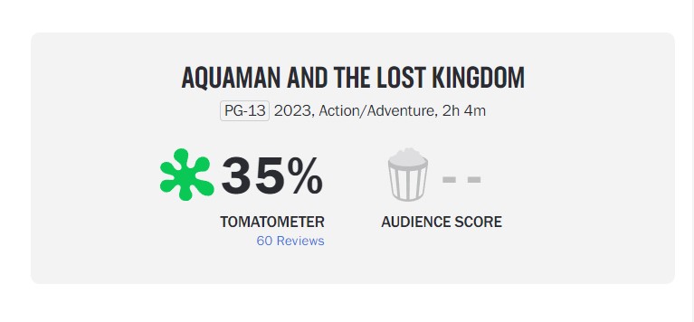 aquaman lost kingdom rotten tomatoes