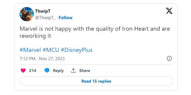 ironheart tweet rumor
