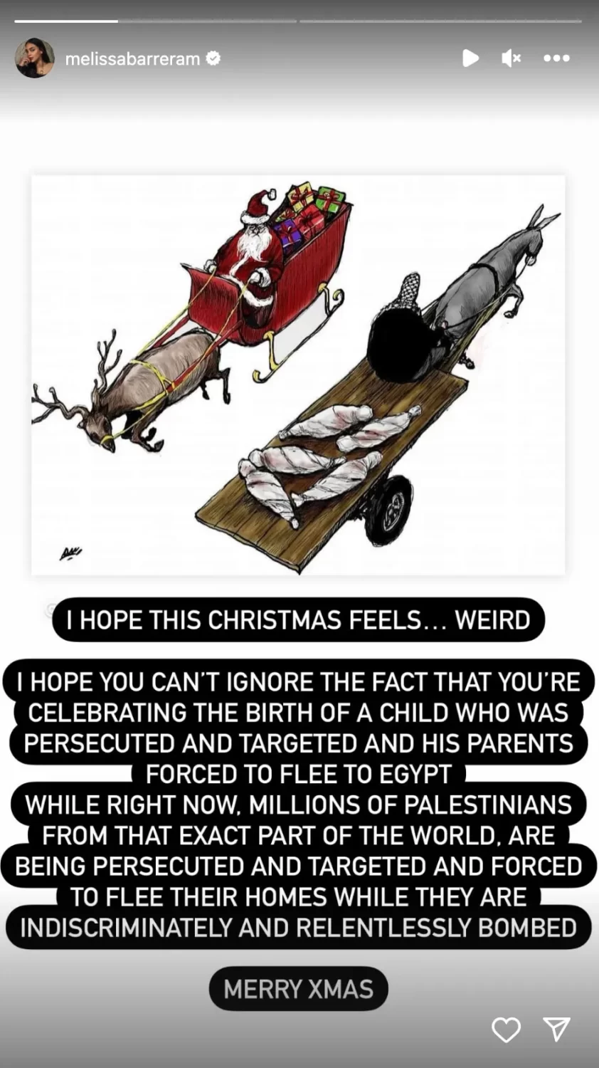 melissa barrera instagram christmas message