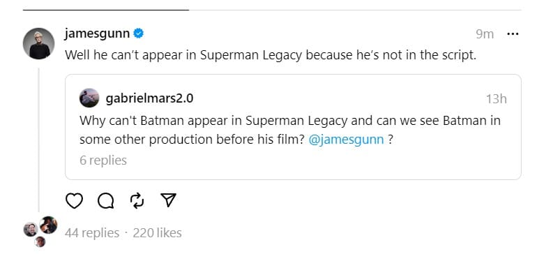 batman superman legacy james gunn