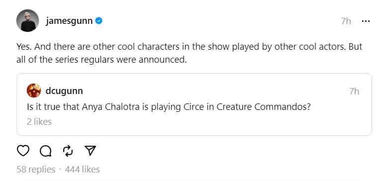 james gunn anya chalotra ceature commandos