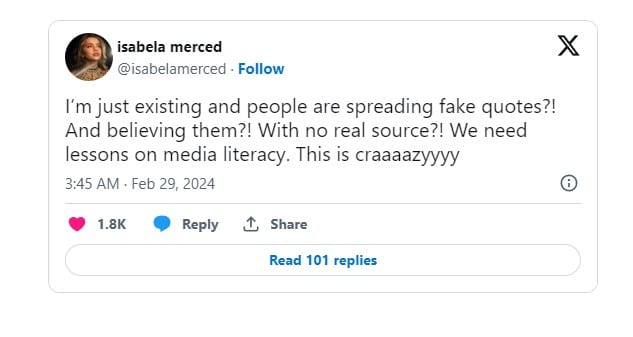 isabela merced tweet fake quotes