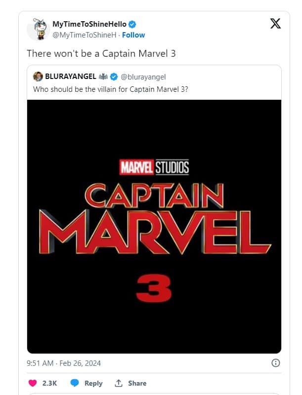no captain marvel 3
