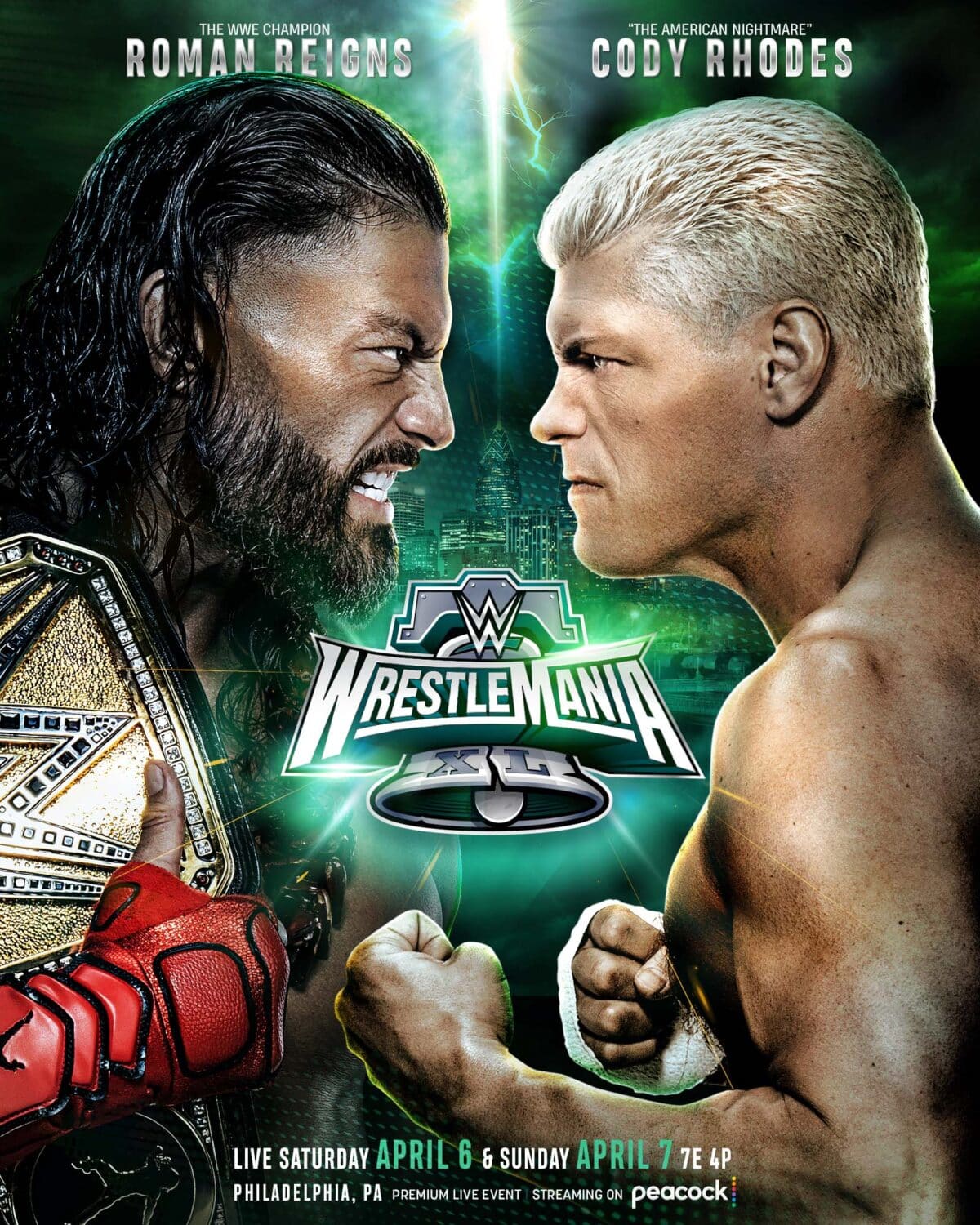 wrestlemania roman reigns vs cody rhodes poster