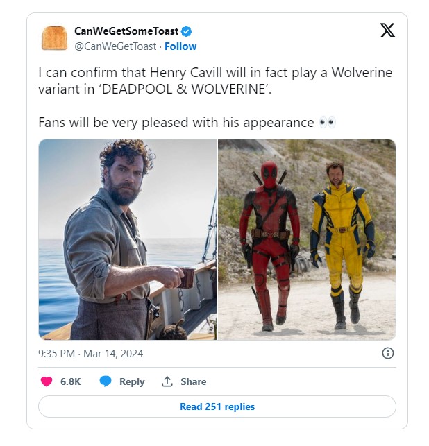 henry cavill wolverine confirm