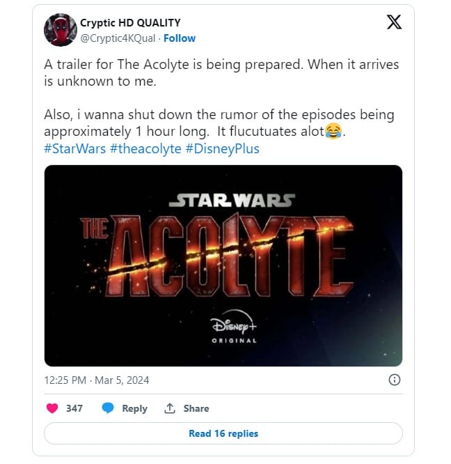 star wars acolyte trailer rumor