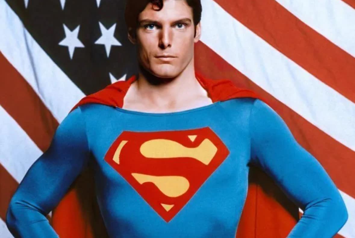 superman christopher reeve american flag