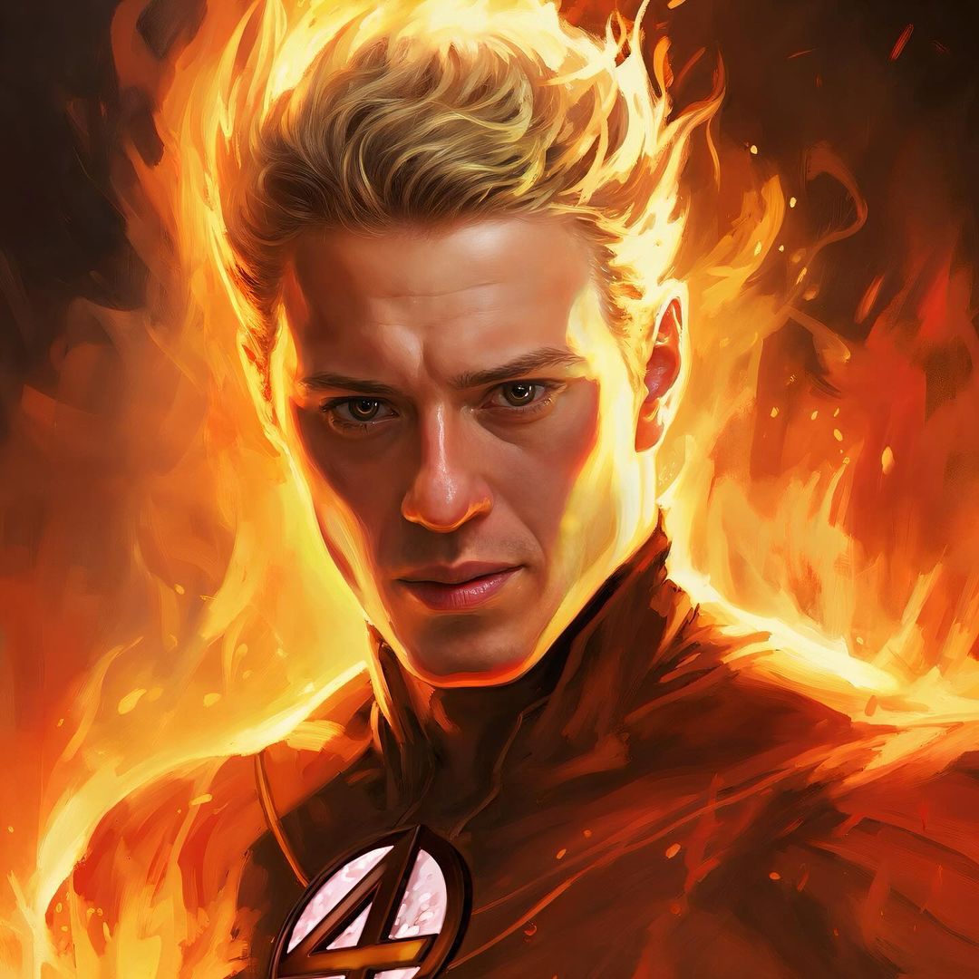 joseph quinn fantastic four human torch fan art