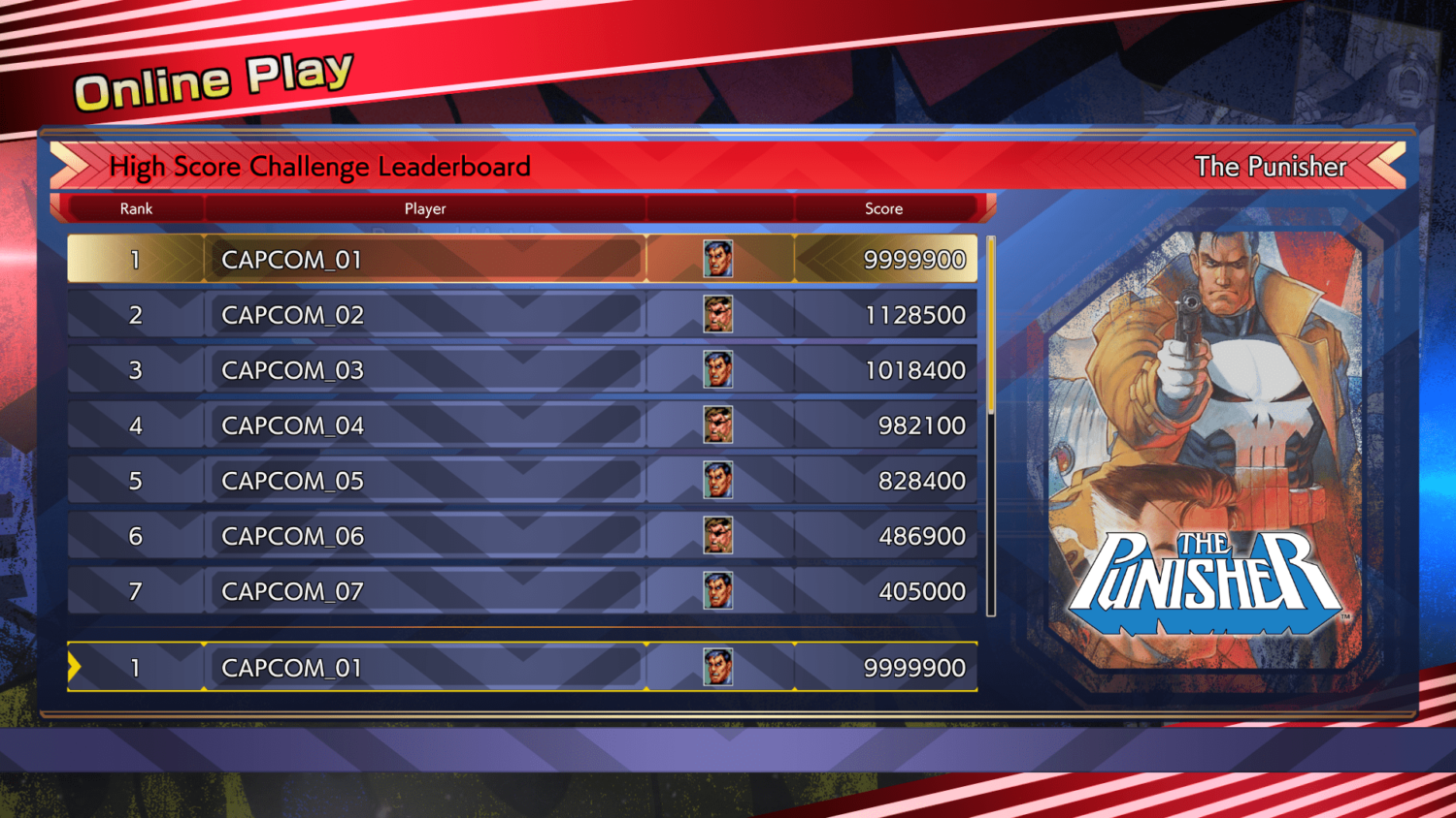 Marvel vs. Capcom Fighting Collection Arcade Classics High Score Challenge Feature