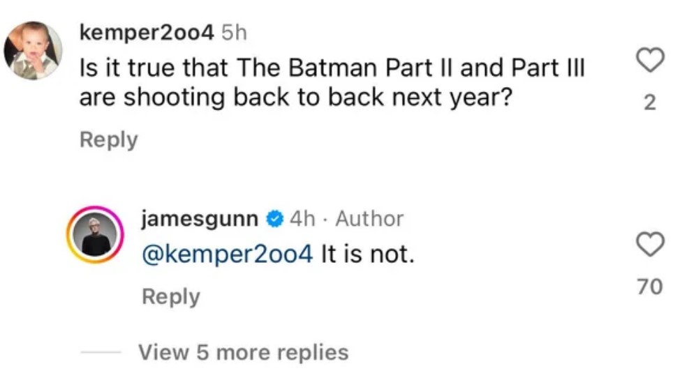 james gunn batman 2 3 rumors