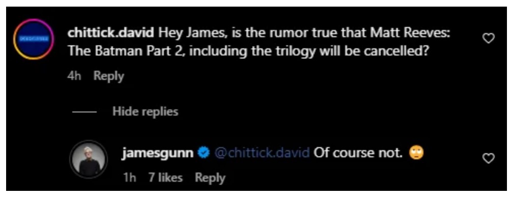 james gunn batman 2 rumors