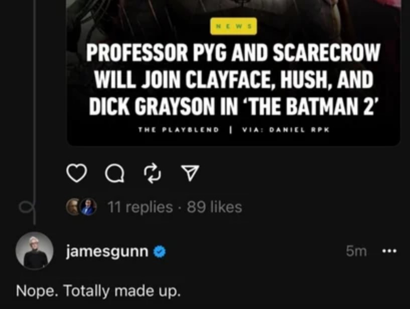 james gunn batman 2 villains