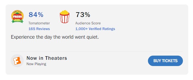 quiet place day one rotten tomatoes