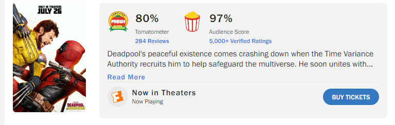 deadpol wolverine rotten tomatoes audience score