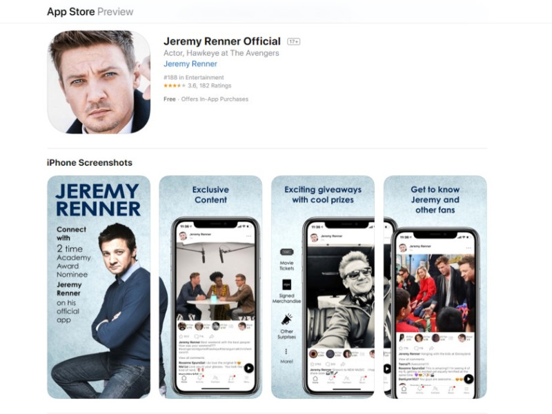 jeremy renner app screenshot