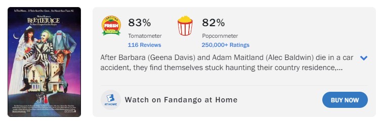beetlejuice rotten tomatoes beetlejuice rotten tomatoes