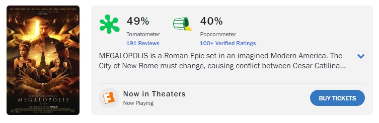 megalopolis rotten tomatoes