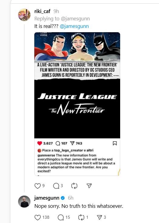 james gunn justice league final frontier rumor