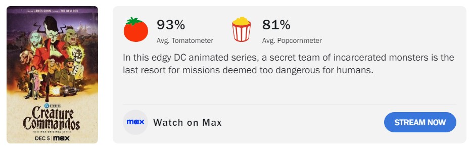 creature commandos rotten tomatoes 81