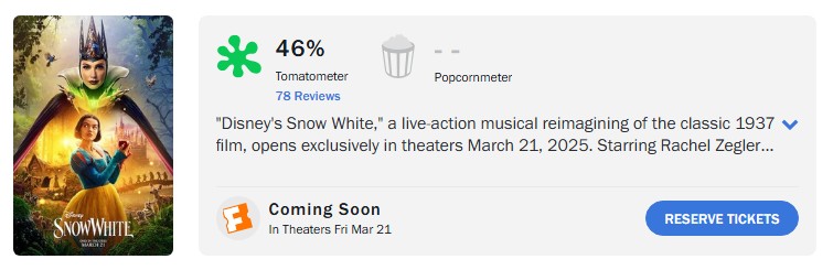 snow white rotten tomatoes score