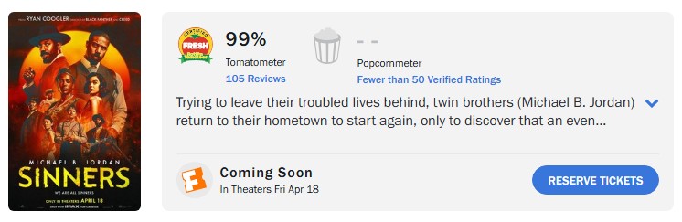 sinners rotten tomatoes