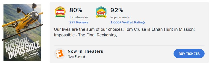 mission impossible final reckoning rotten tomatoes