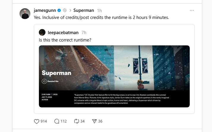james gunn superman runtime post credit scene james gunn superman runtime post credit scene
