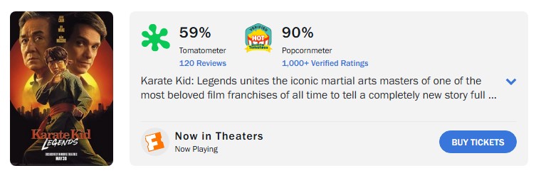 karate kid legends rotten tomatoes score karate kid legends rotten tomatoes score